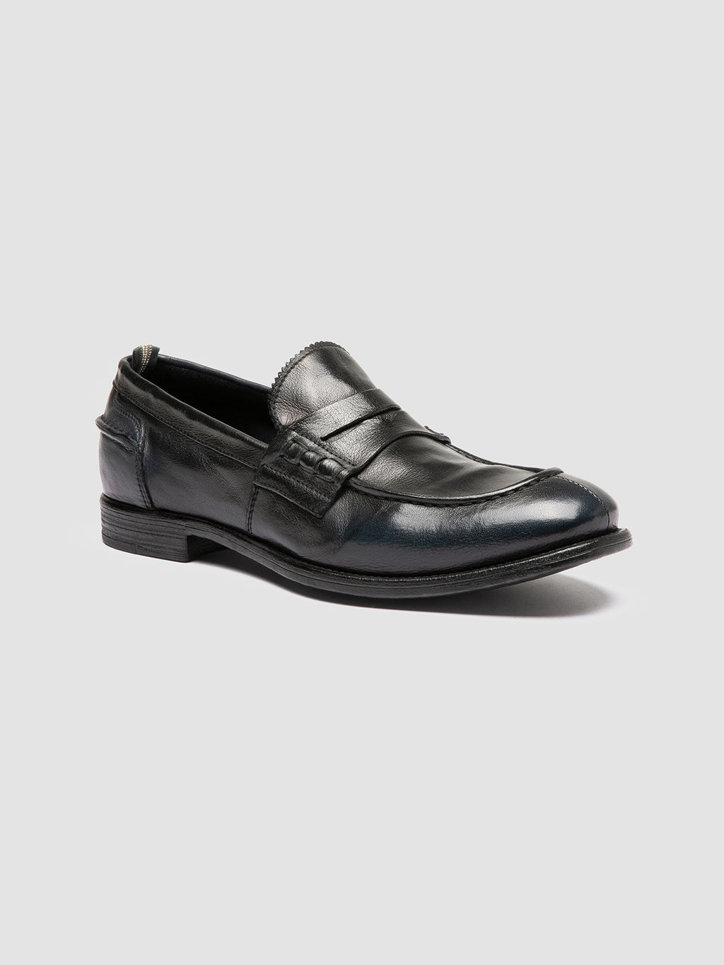 CHRONICLE 144 - Navy Leather Penny Loafers - image 3,side view