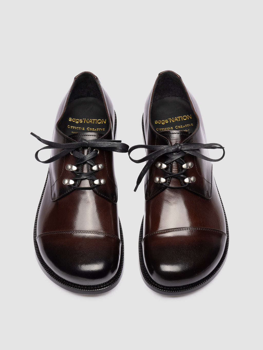 GEMSTONE 001 - Braune Derby-Schuhe aus Leder - image 2,side view