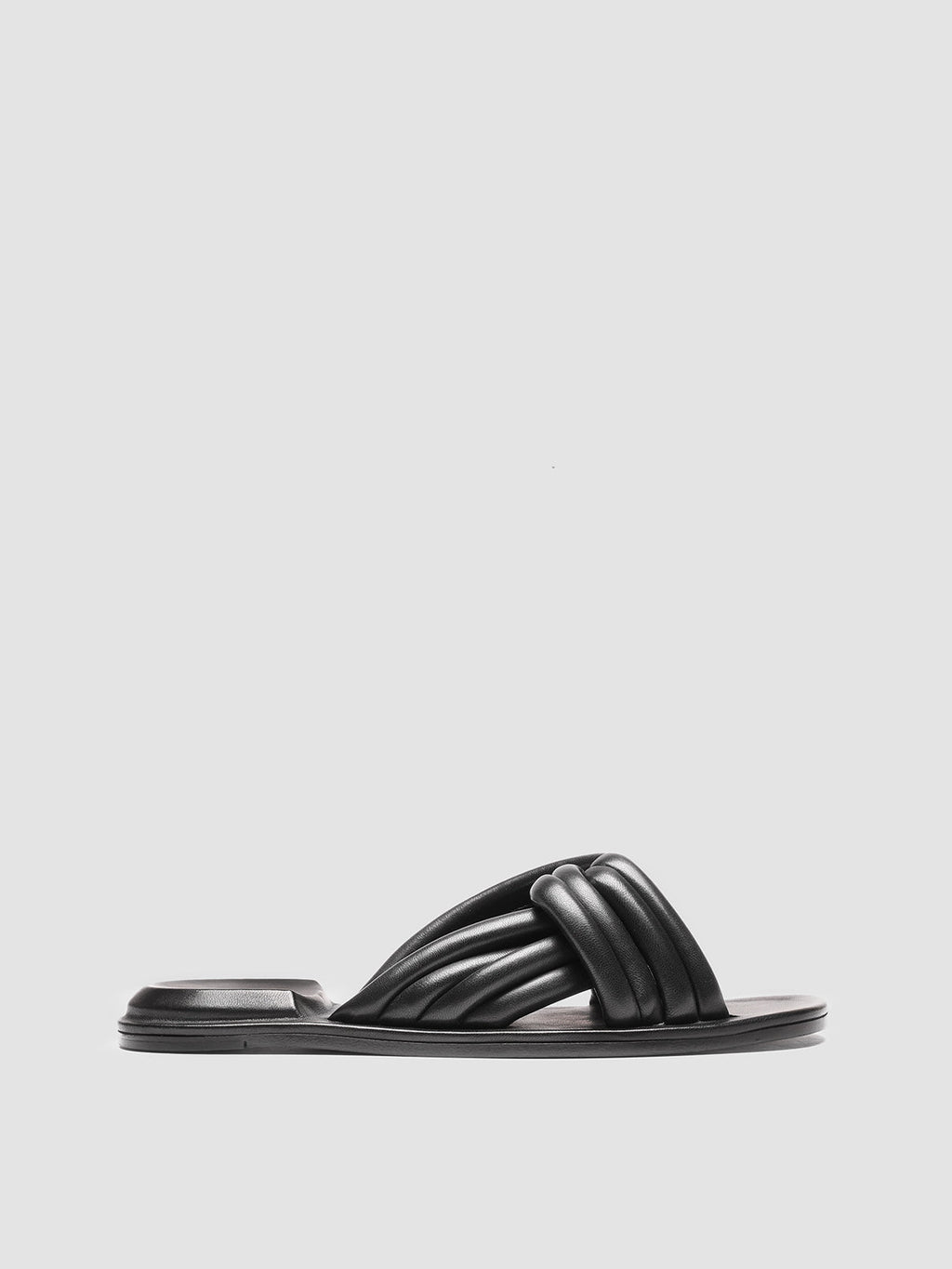 CYBILLE 004 - Black Leather Slide Sandals - image 1,side view