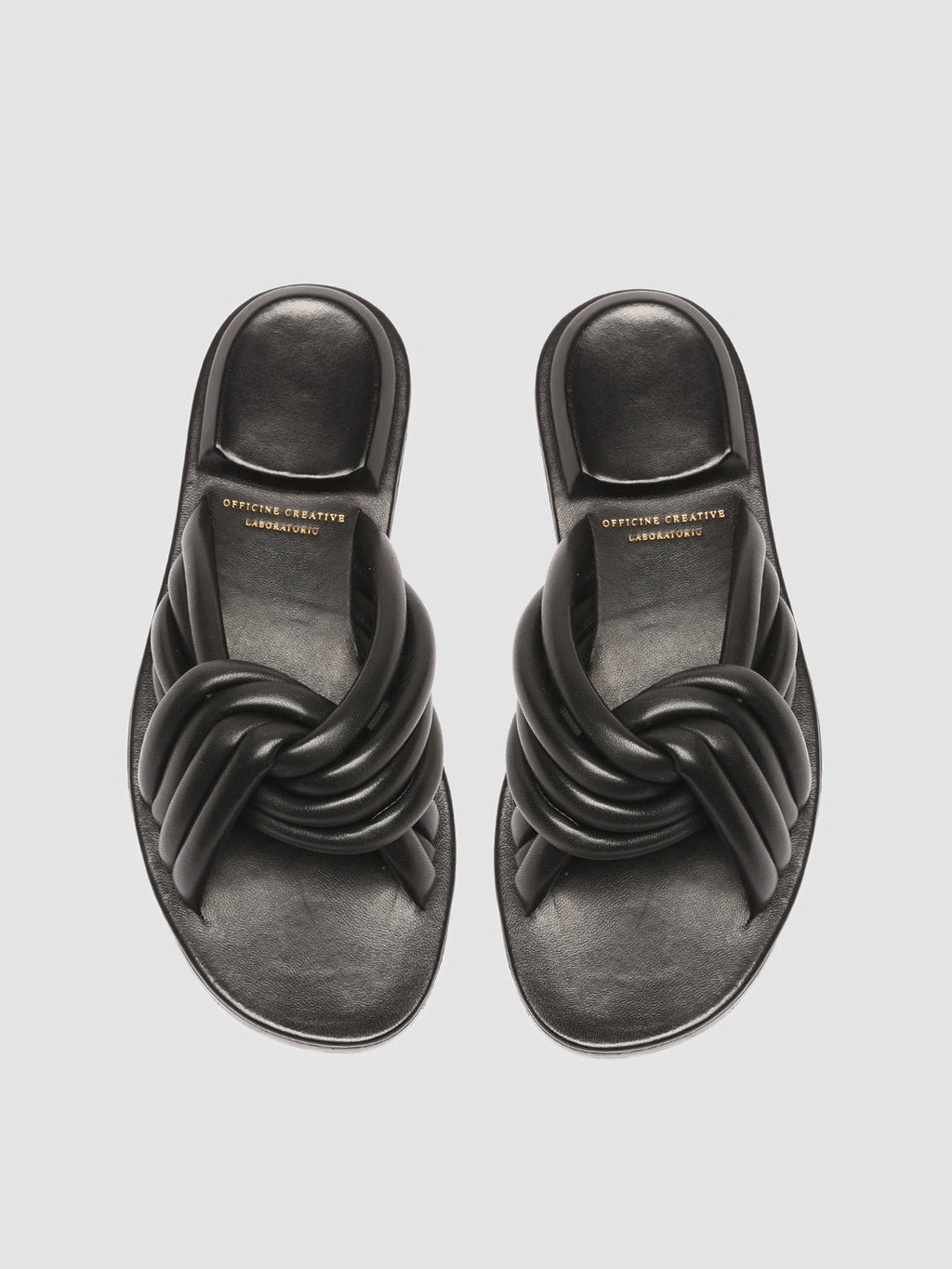 CYBILLE 004 - Black Leather Slide Sandals - image 2,side view