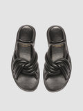 CYBILLE 004 - Black Leather Slide Sandals - thumb image 2,side view