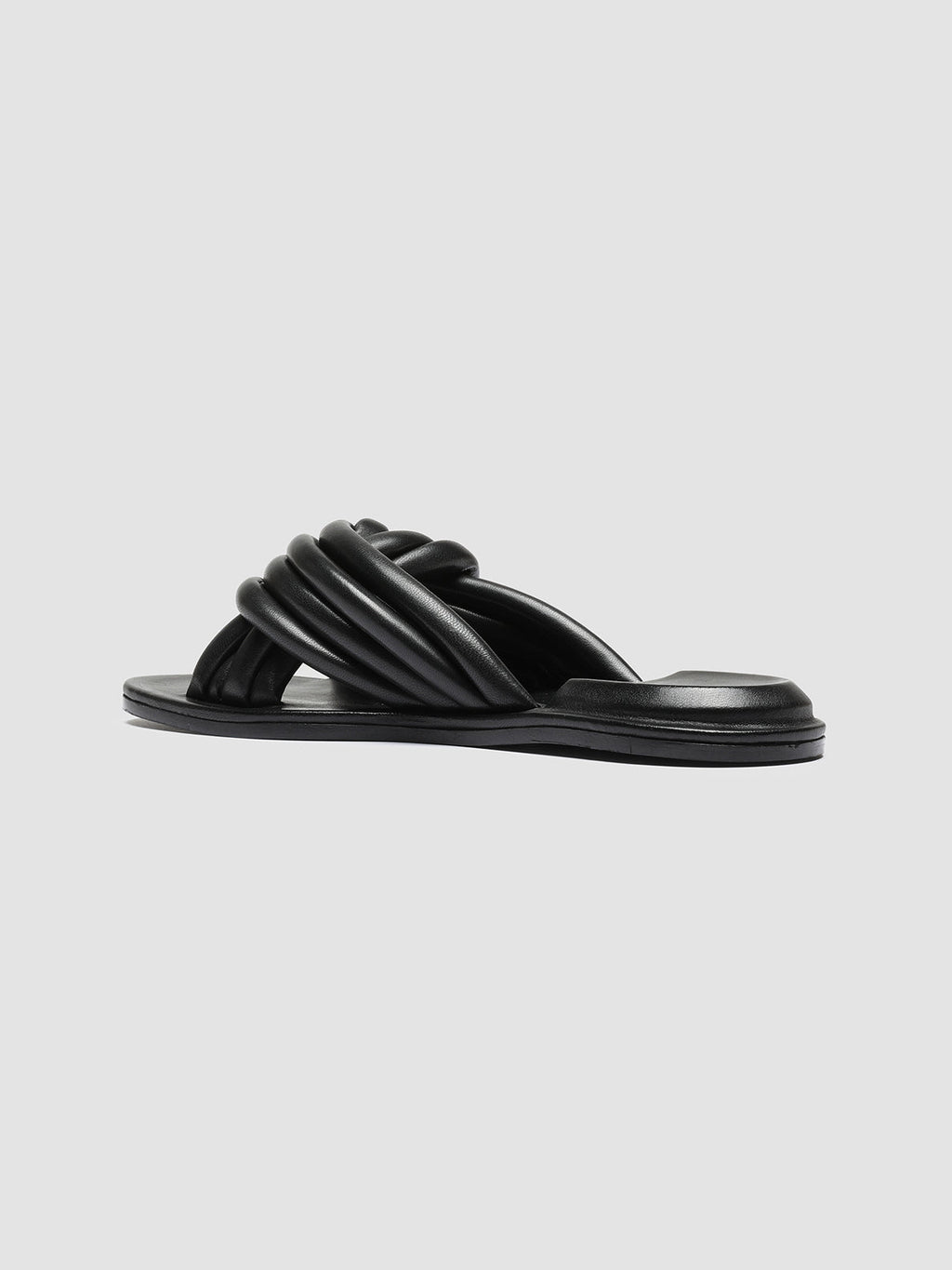 CYBILLE 004 - Black Leather Slide Sandals - image 4,side view