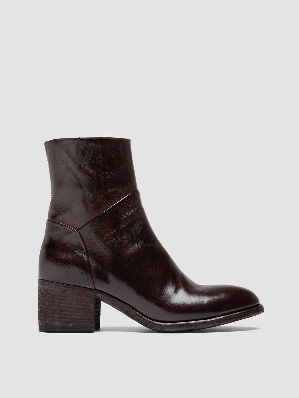 DENNER 107 - Burgunderrote Lederstiefel mit Reißverschluss - image 1,side view