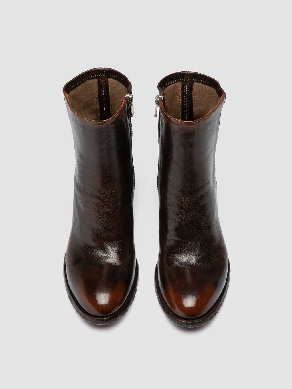 DENNER 127 - Braune Lederstiefel mit Reißverschluss - image 2,side view