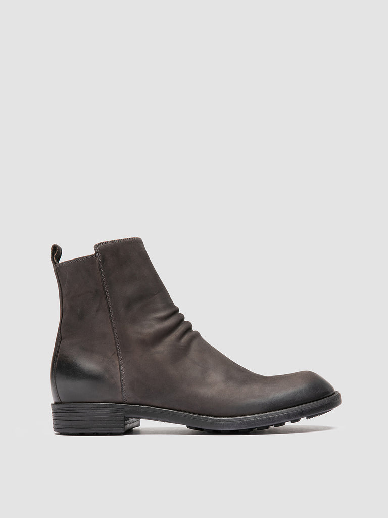 DIARY 008 - Grey Leather Zipped Boots