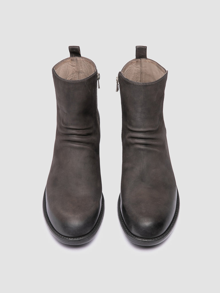 DIARY 008 - Grey Leather Zipped Boots