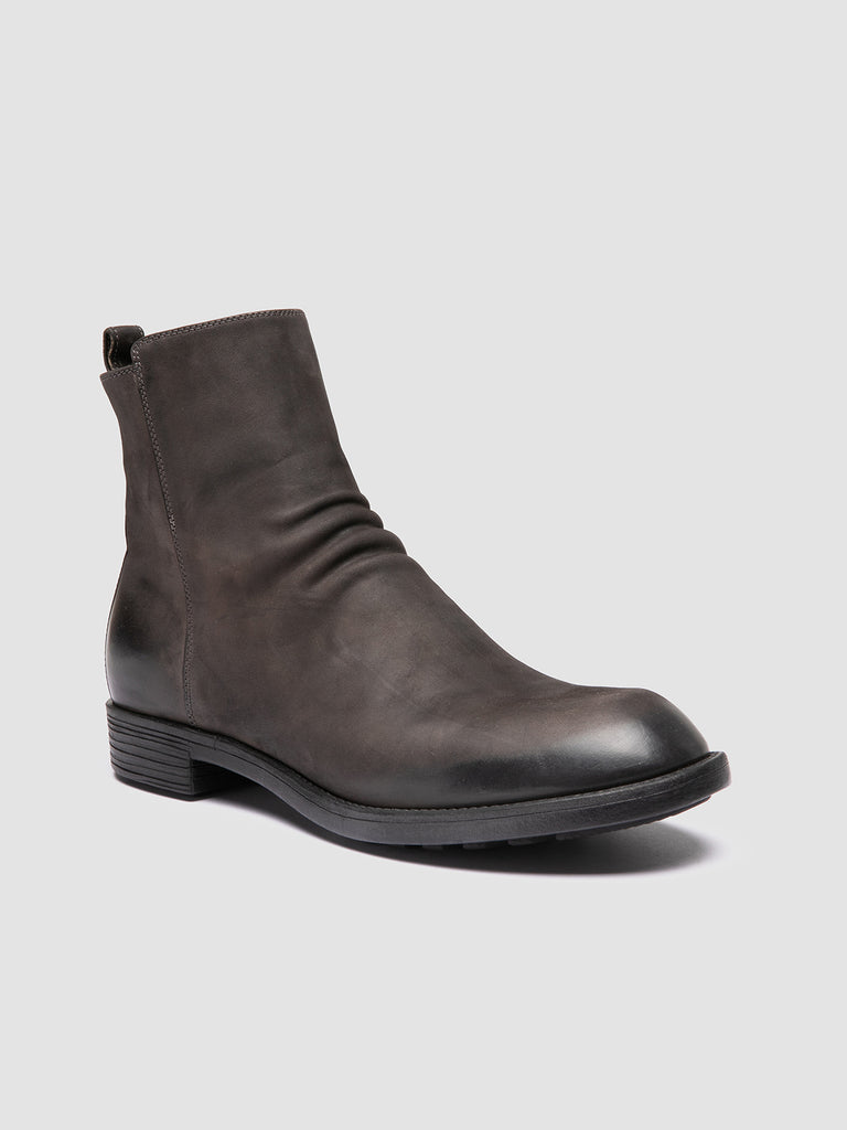 DIARY 008 - Grey Leather Zipped Boots