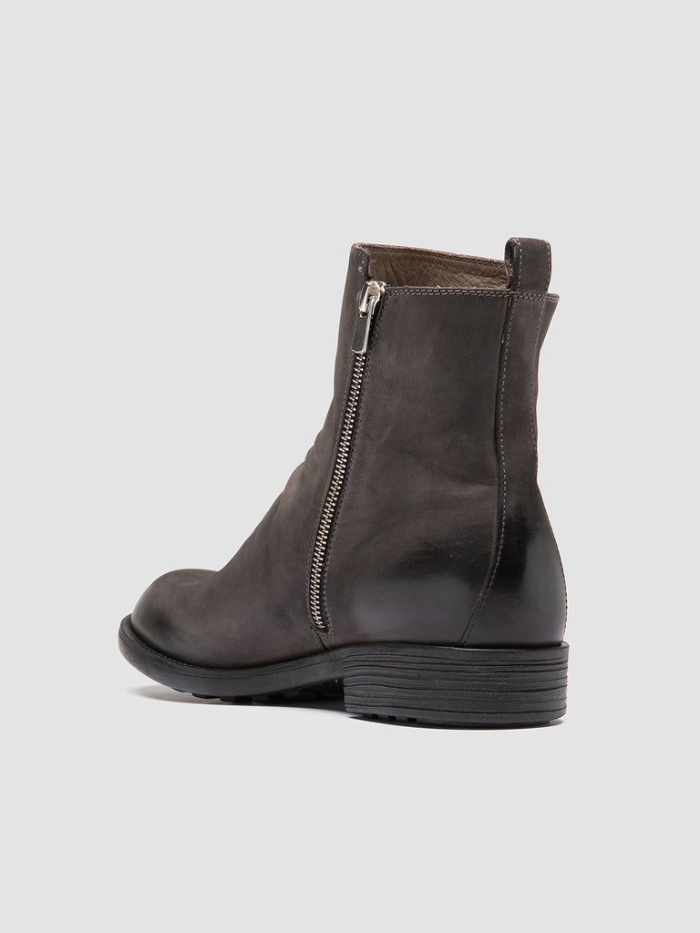 DIARY 008 - Grey Leather Zipped Boots