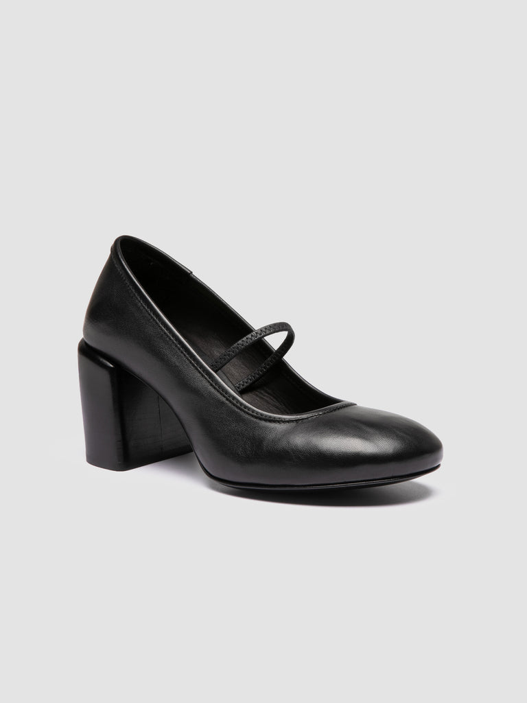 FELICIA 007 - Black Leather Mary Jane Shoes
