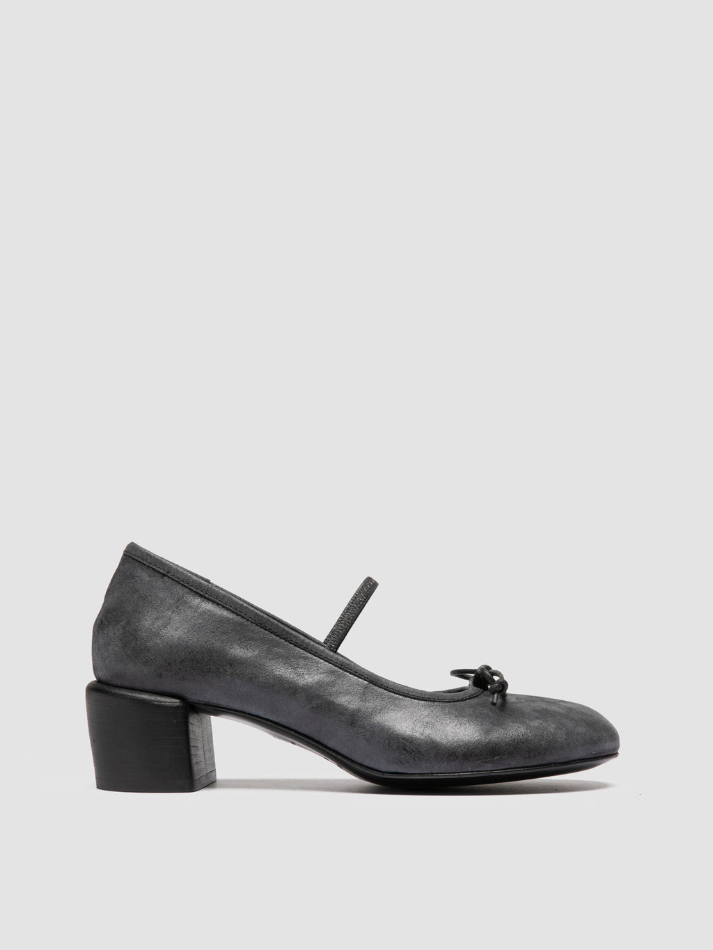 FLORE 009 - Black Leather Mary Jane Shoes - image 1,side view