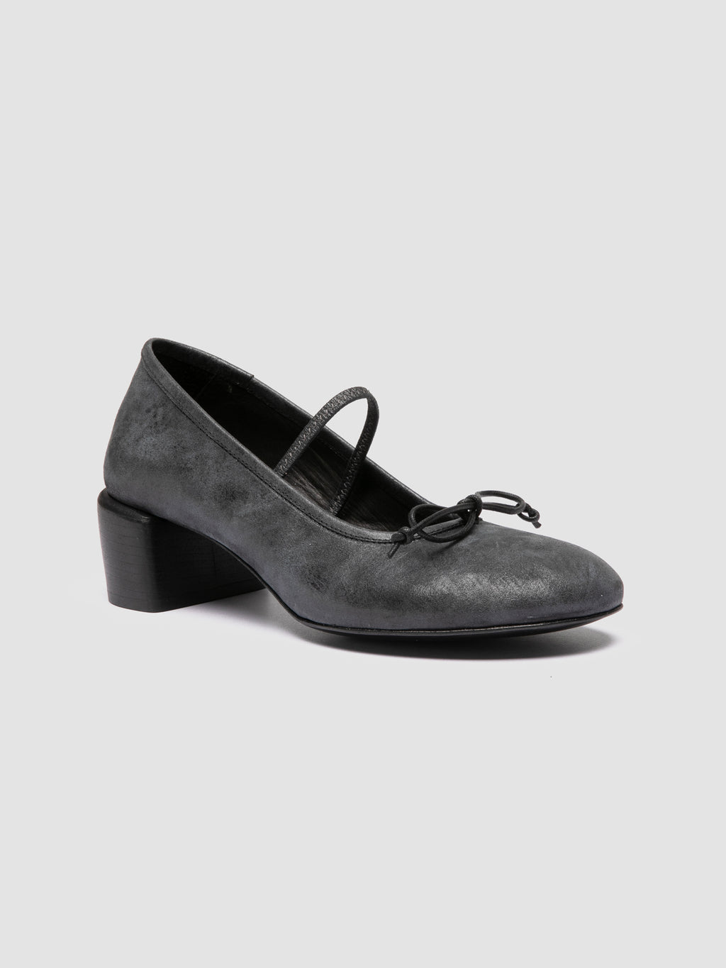 FLORE 009 - Black Leather Mary Jane Shoes - image 3,side view