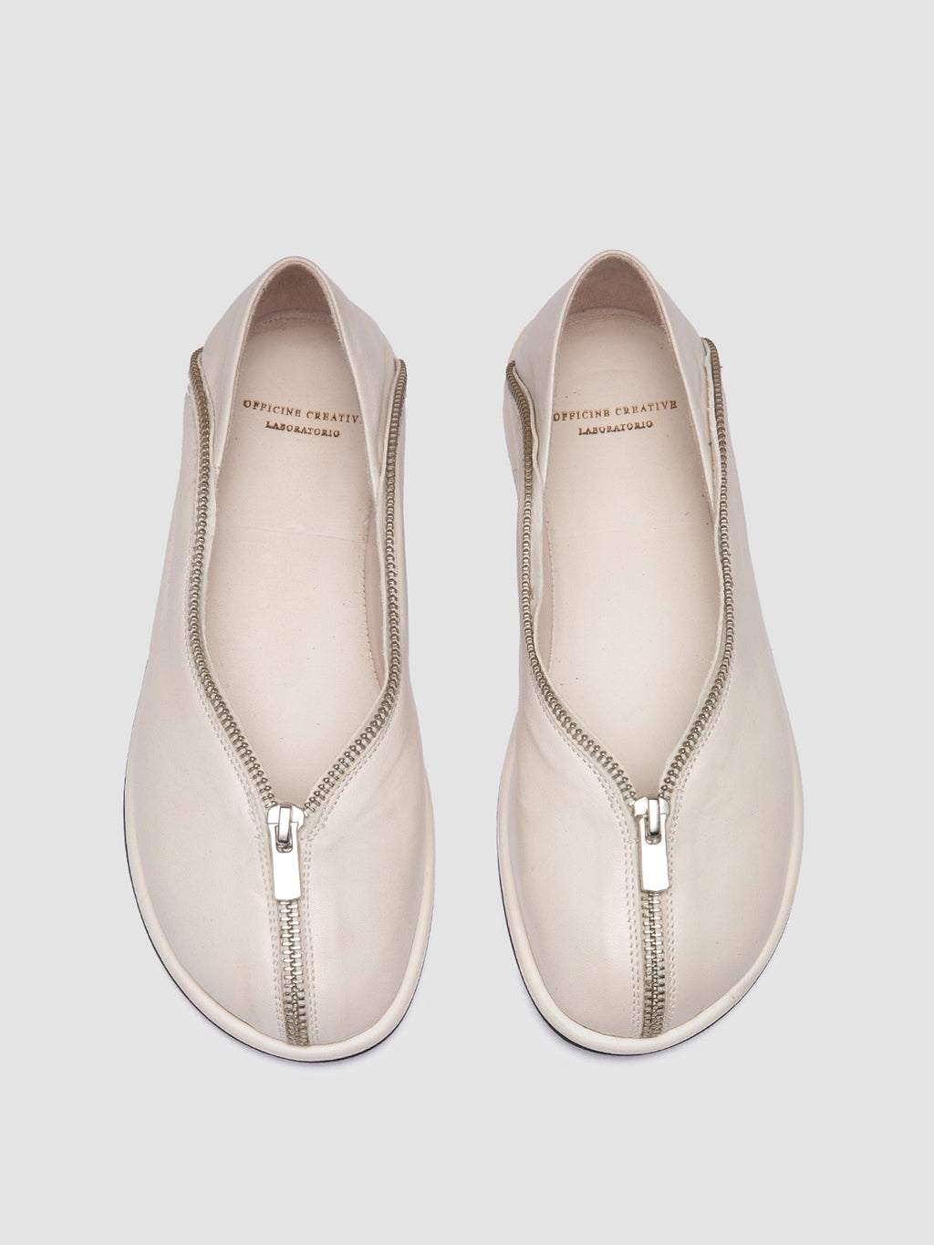 FONTAYNE 006 - White Leather Ballerina Shoes - image 2,side view