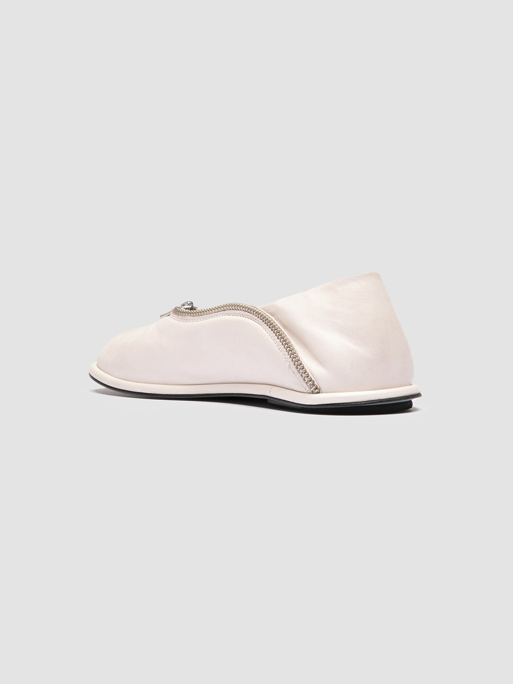FONTAYNE 006 - White Leather Ballerina Shoes - image 4,side view