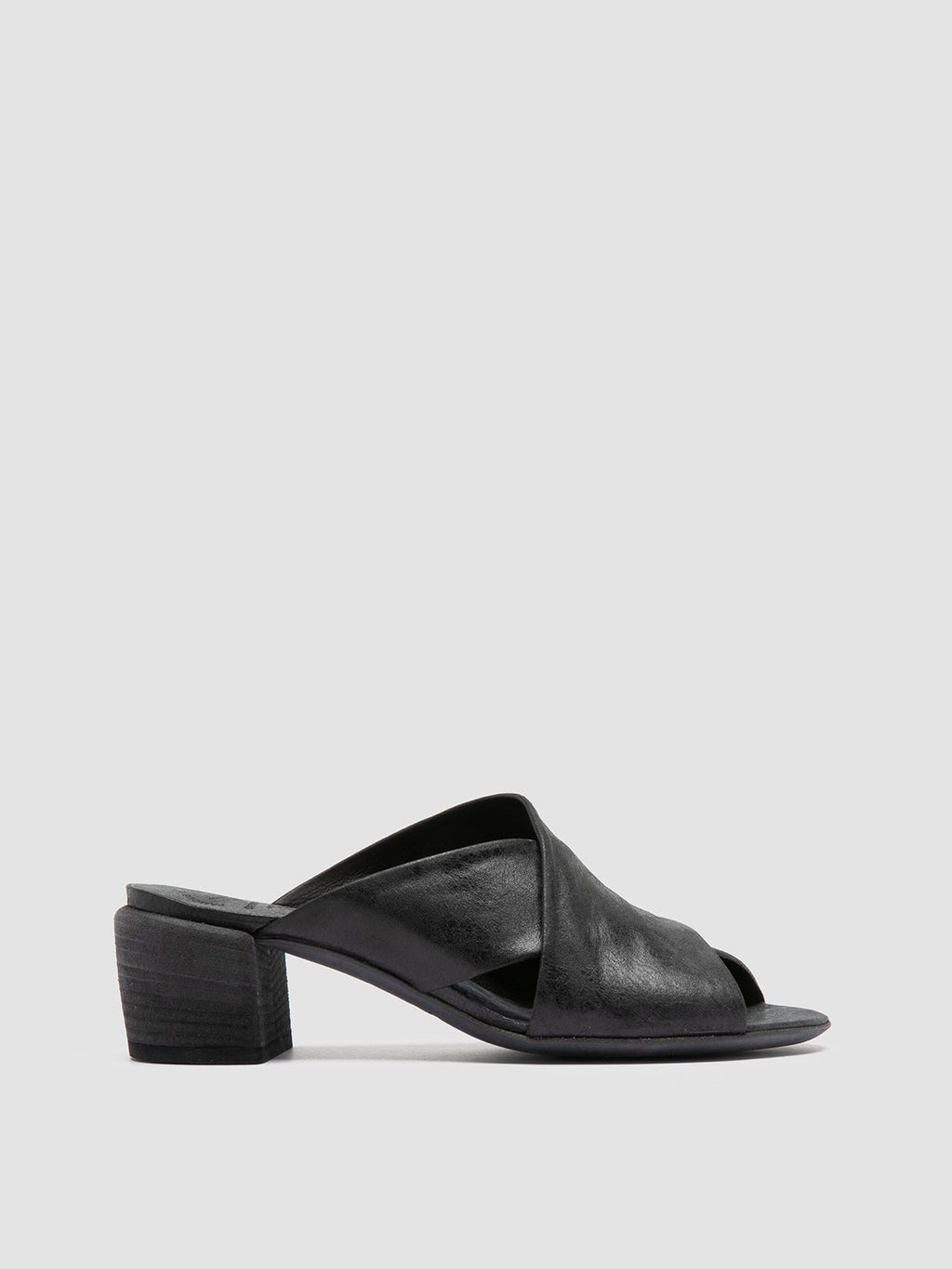 HADRY 007 - Black Leather Slide Sandals - image 1,side view