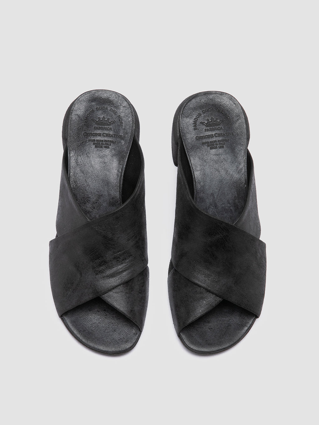 HADRY 007 - Black Leather Slide Sandals - image 2,side view