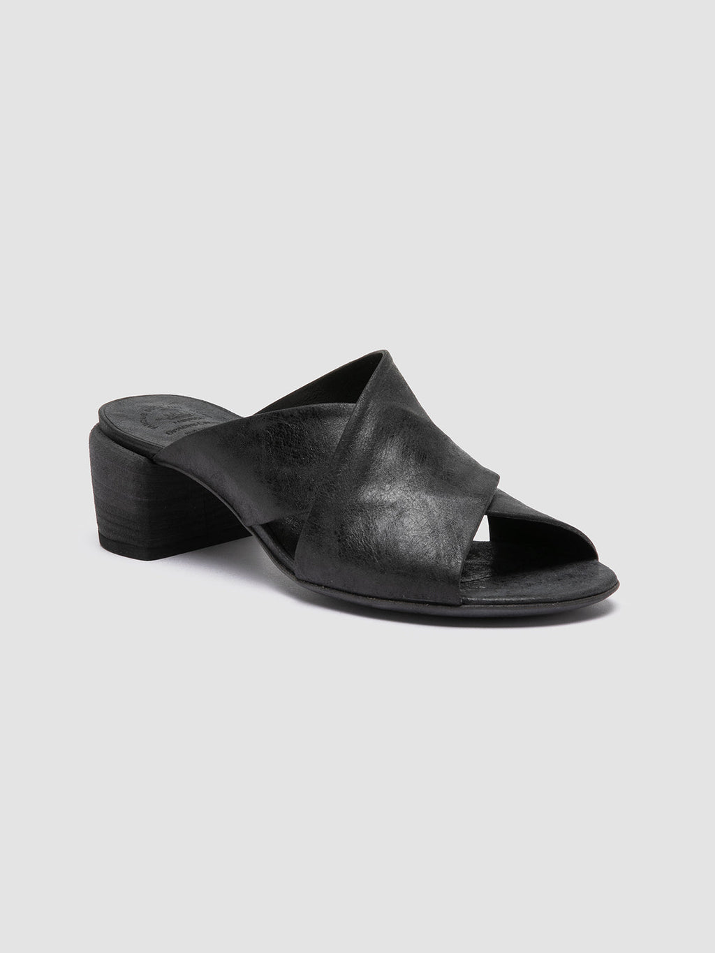 HADRY 007 - Black Leather Slide Sandals - image 3,side view