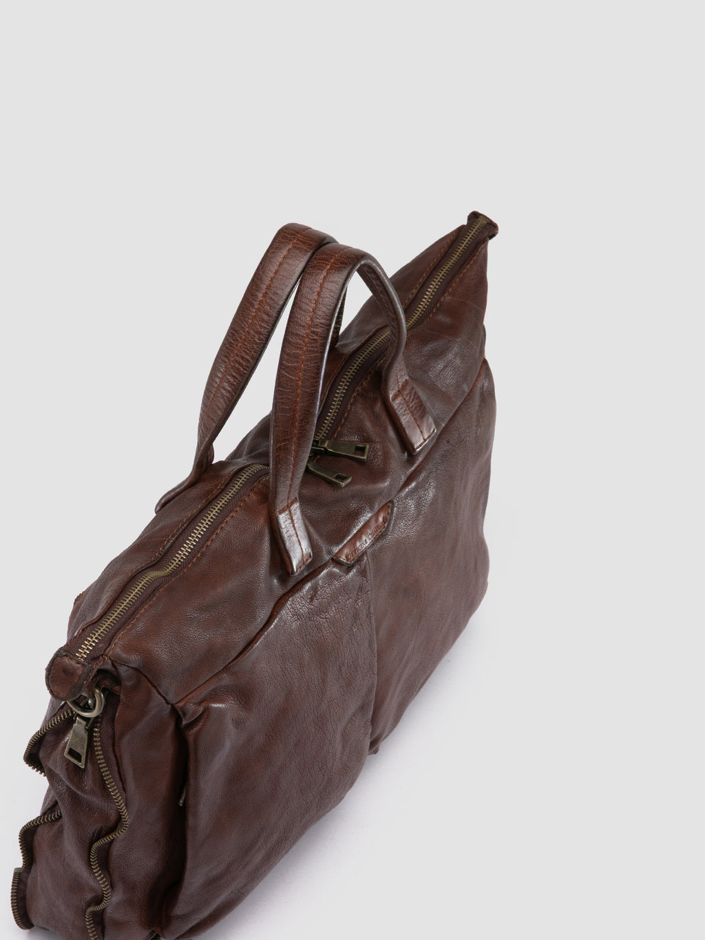 HELMET 046 - Brown Leather Briefcase - image 2,side view