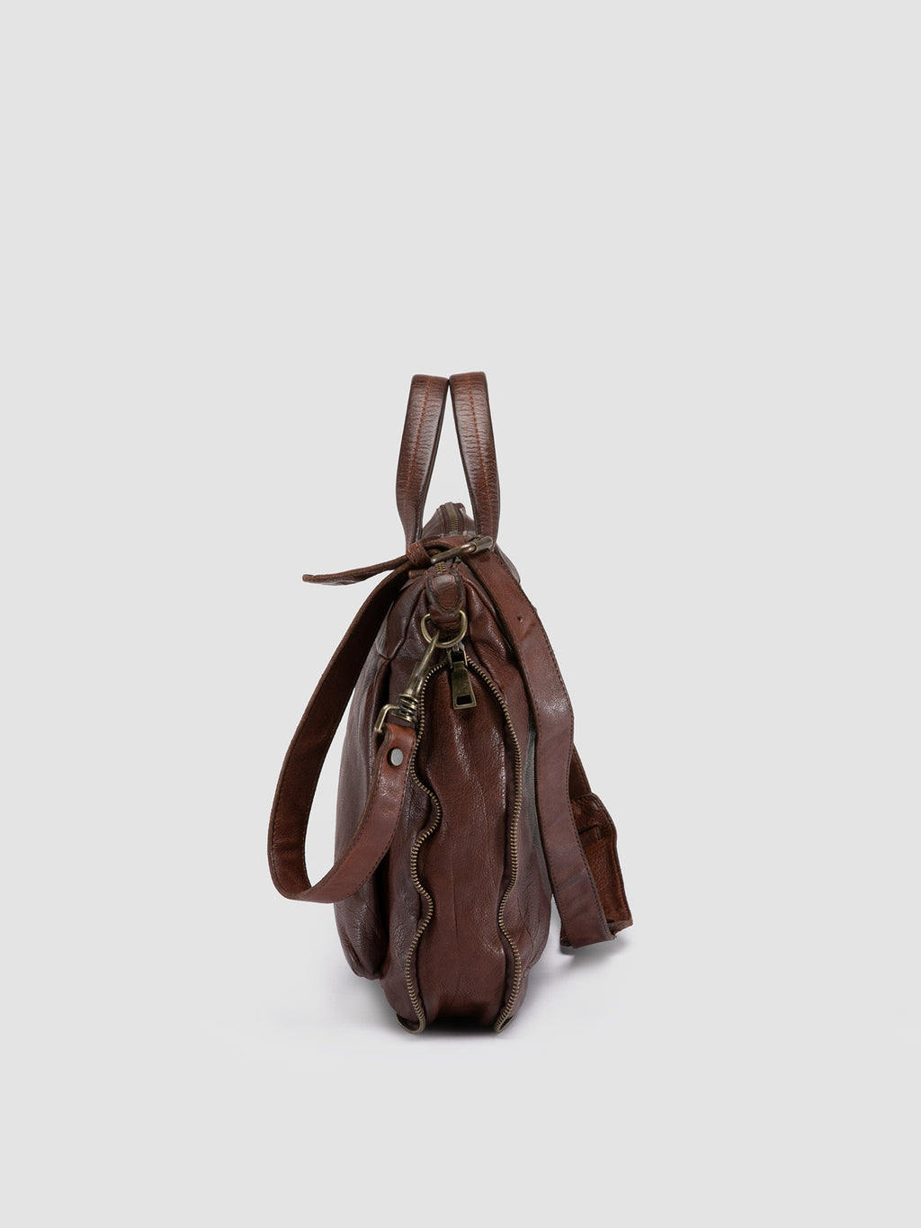 HELMET 046 - Brown Leather Briefcase - image 5,side view