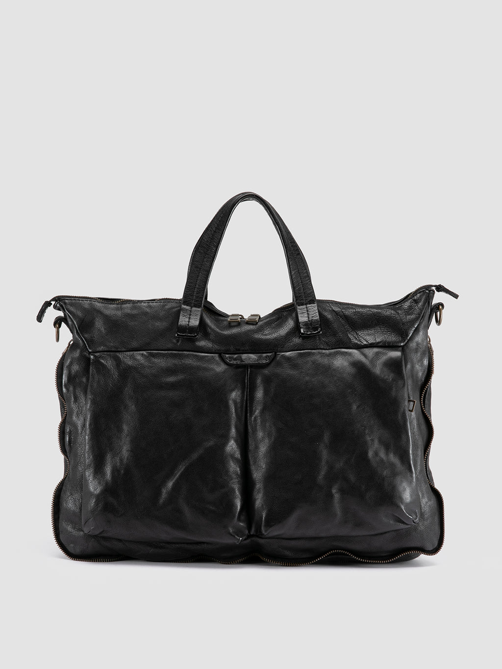 HELMET 046 - Black Leather Briefcase - image 1,side view