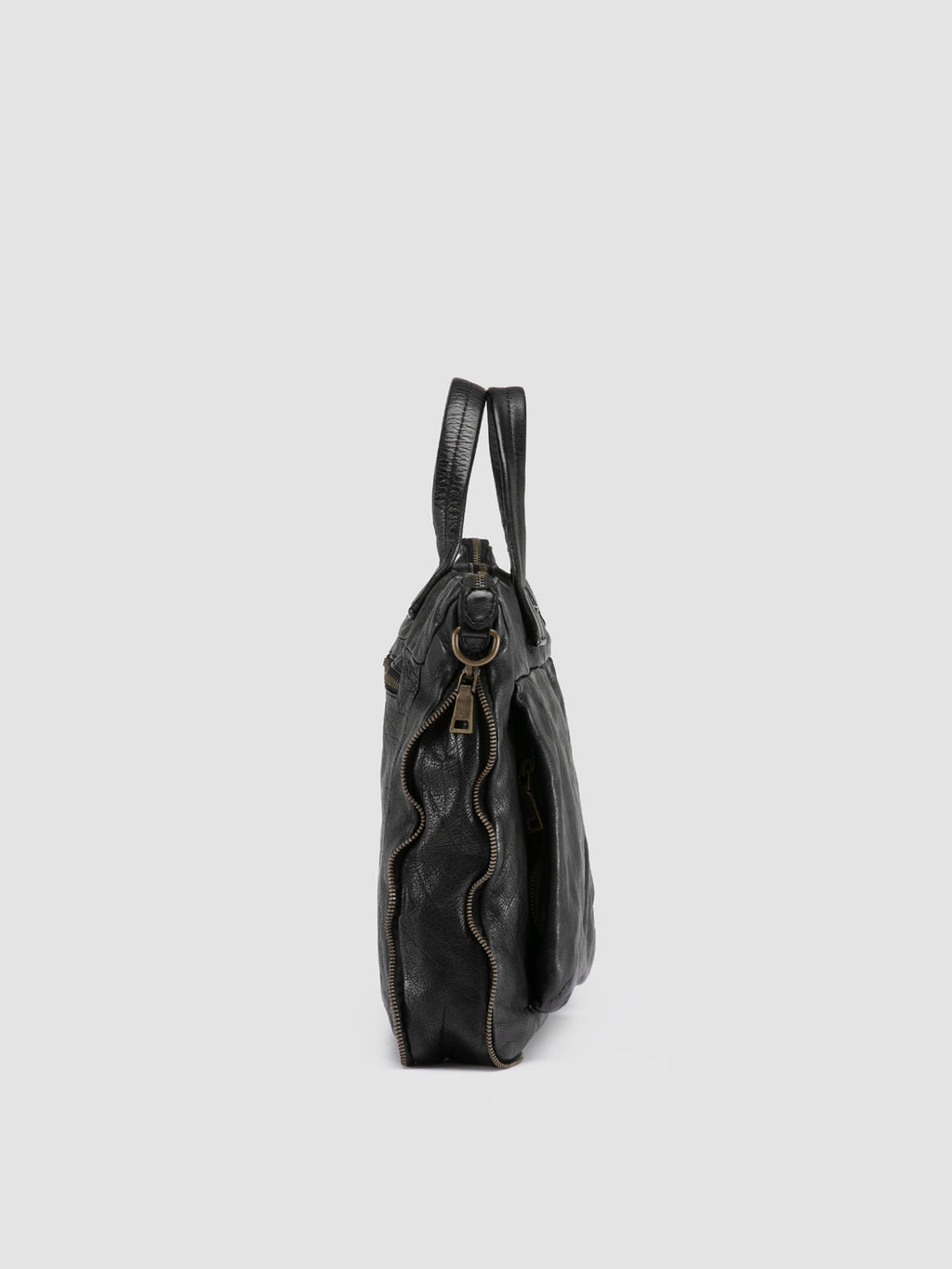 HELMET 046 - Black Leather Briefcase - image 3,side view