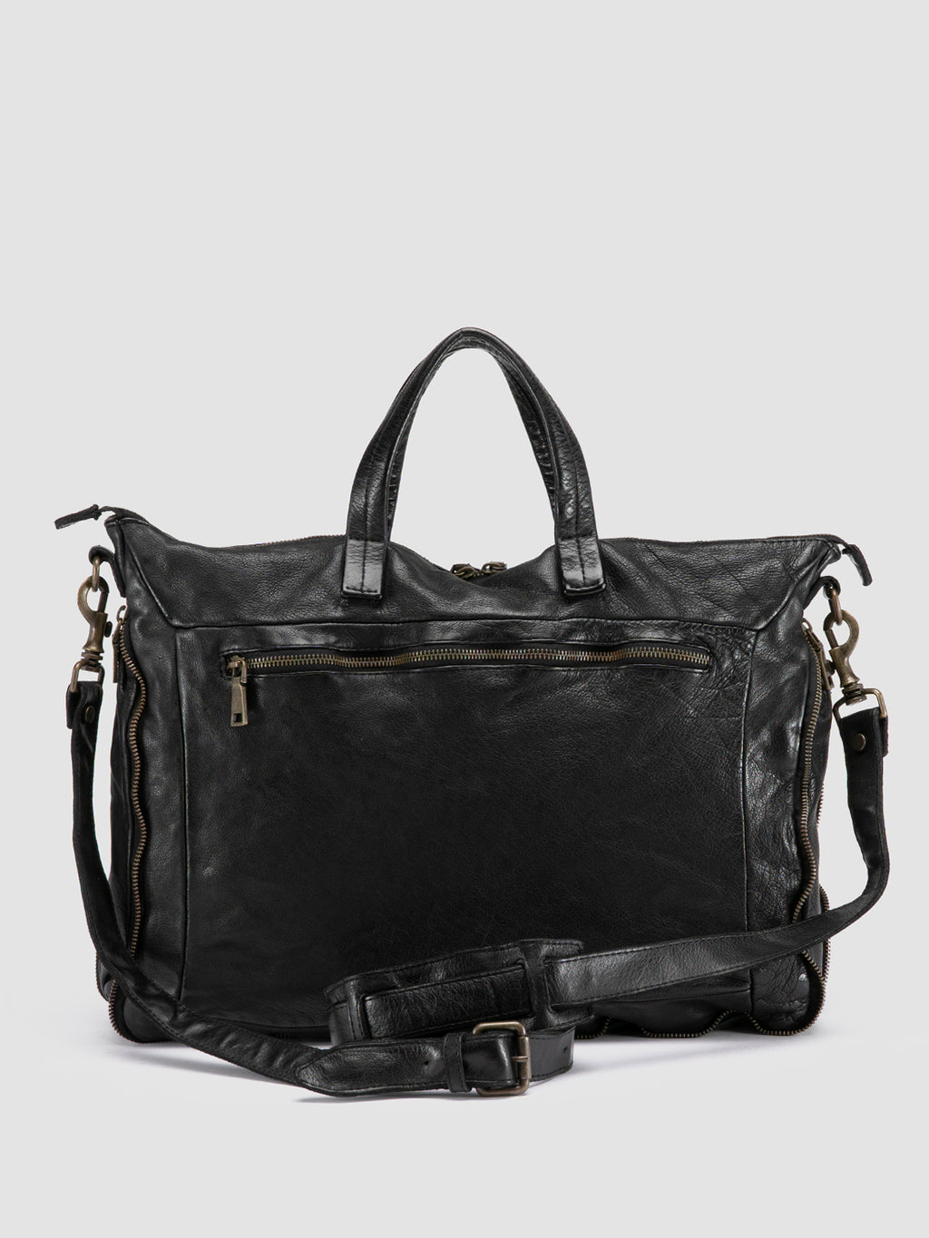 HELMET 046 - Black Leather Briefcase - image 4,side view