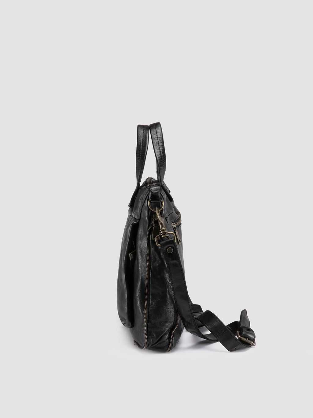 HELMET 046 - Black Leather Briefcase - image 5,side view
