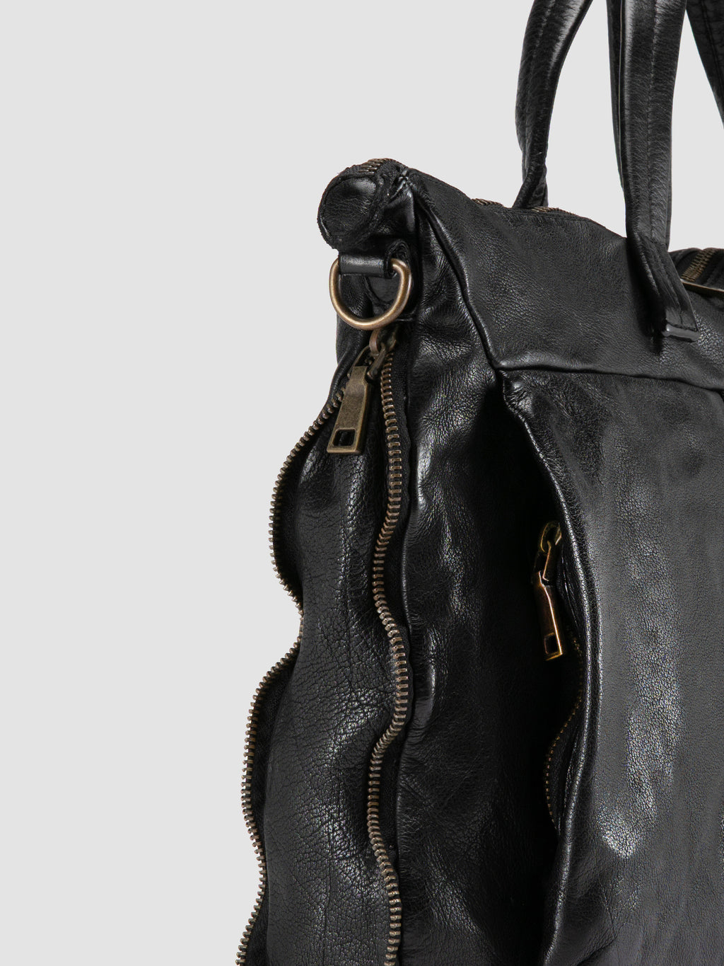 HELMET 046 - Black Leather Briefcase - image 6,side view