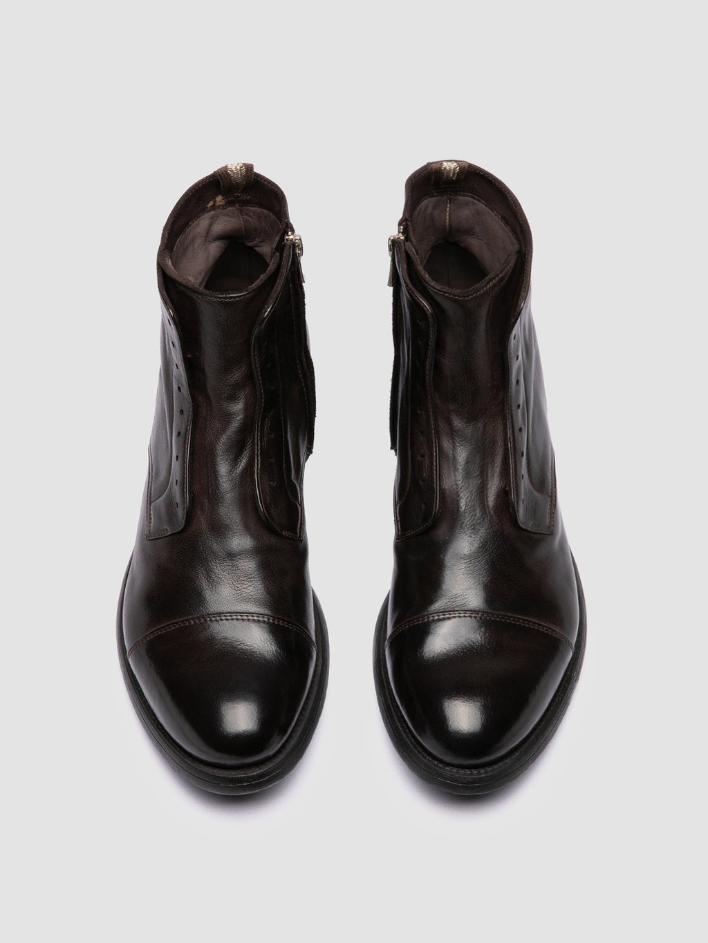HIVE 005 - Brown Leather Zipped Boots - image 2,side view