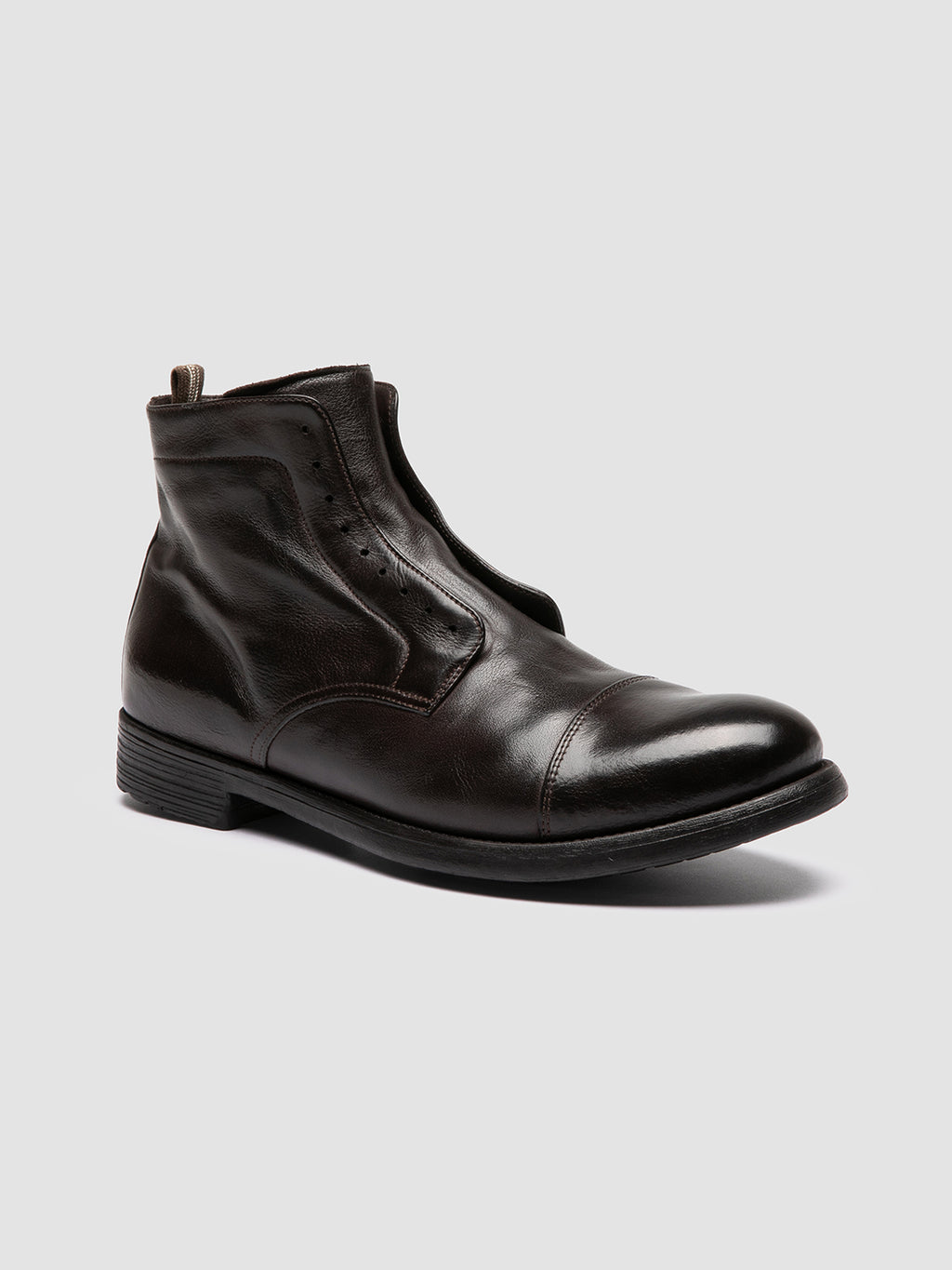 HIVE 005 - Brown Leather Zipped Boots - image 3,side view