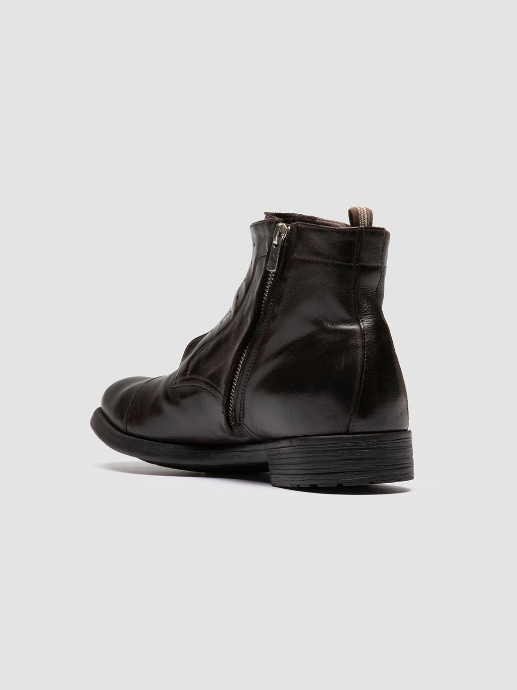 HIVE 005 - Brown Leather Zipped Boots - image 4,side view