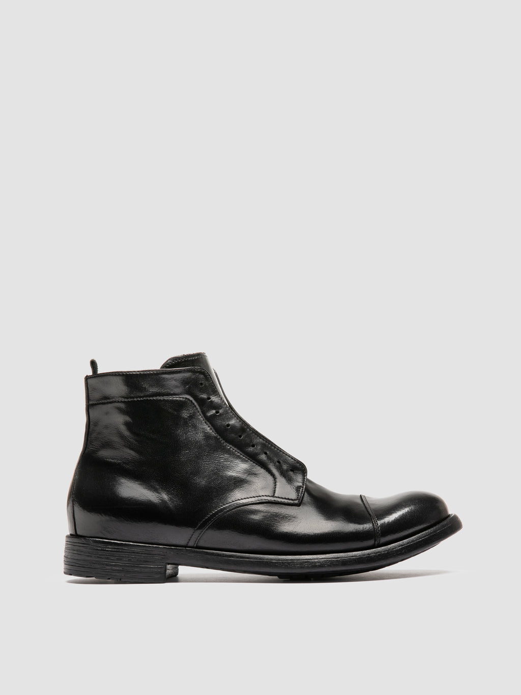 HIVE 005 - Black Leather Zipped Boots - image 1,side view
