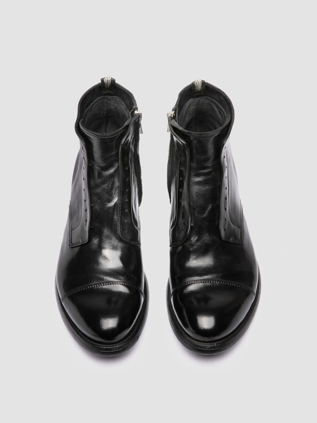 HIVE 005 - Black Leather Zipped Boots - image 2,side view