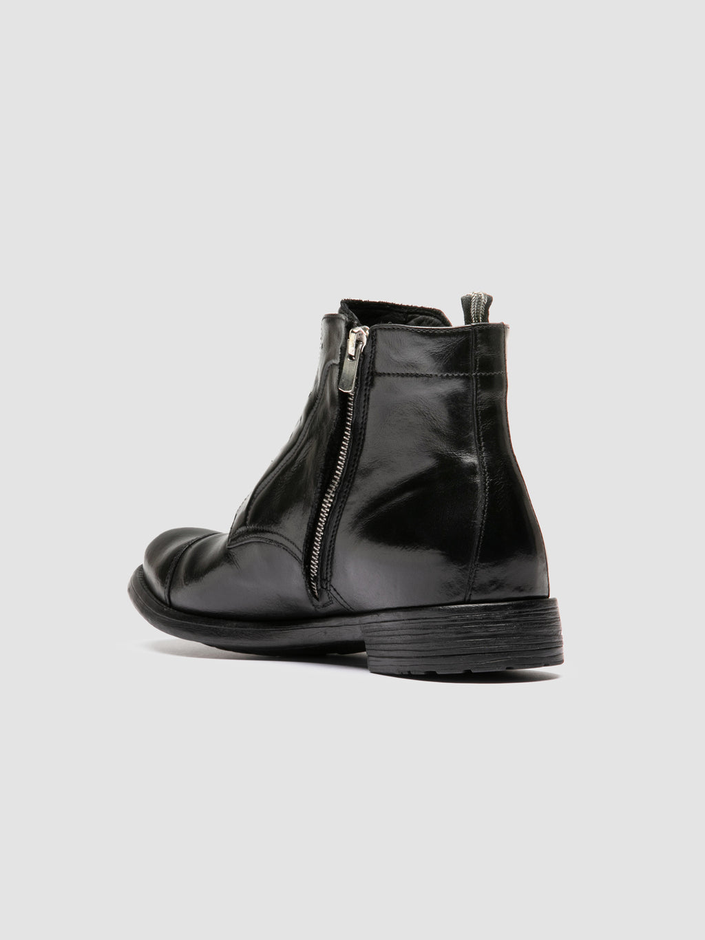 HIVE 005 - Black Leather Zipped Boots - image 4,side view