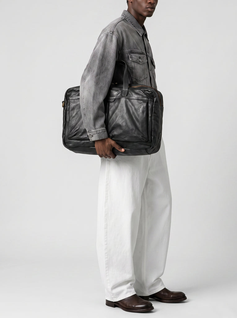 HELMET 056 - Black Leather Travel Bag-hover