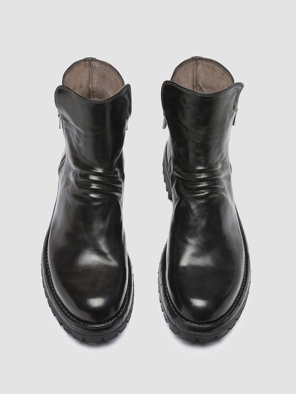 IKONIC 004 - Grey Leather Zip Boots - image 2,side view