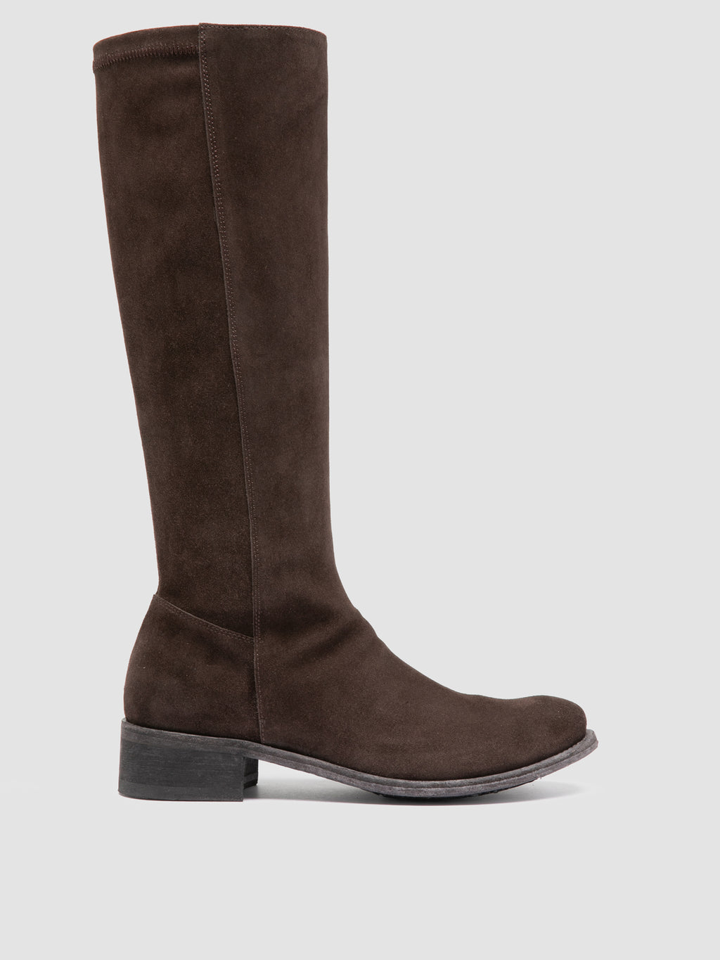 LISON 035 - Brown Stretch Suede Boots - image 1,side view