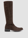 LISON 035 - Brown Stretch Suede Boots - thumb image 1,side view
