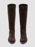 LISON 035 - Brown Stretch Suede Boots - thumb image 2,side view
