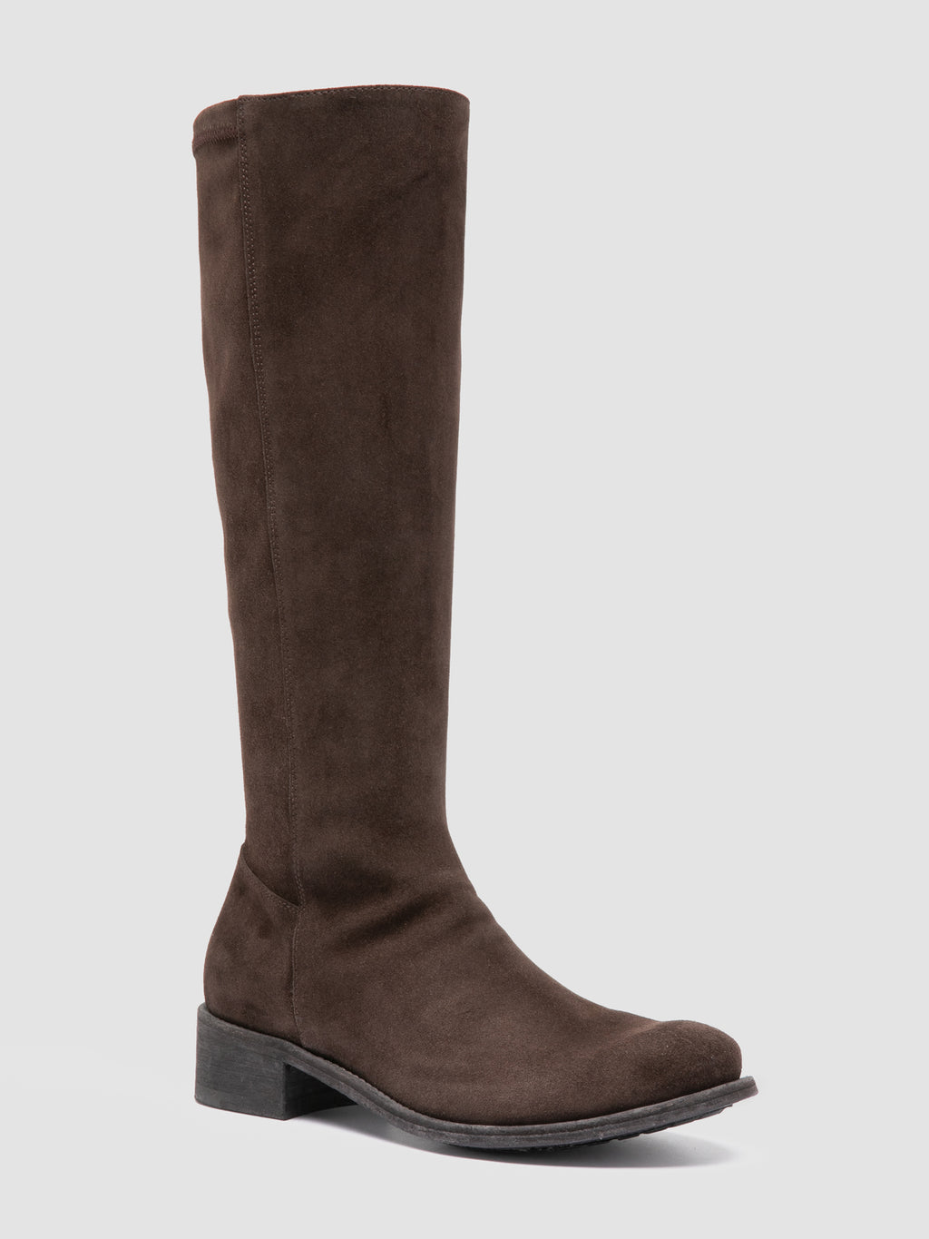 LISON 035 - Brown Stretch Suede Boots - image 3,side view