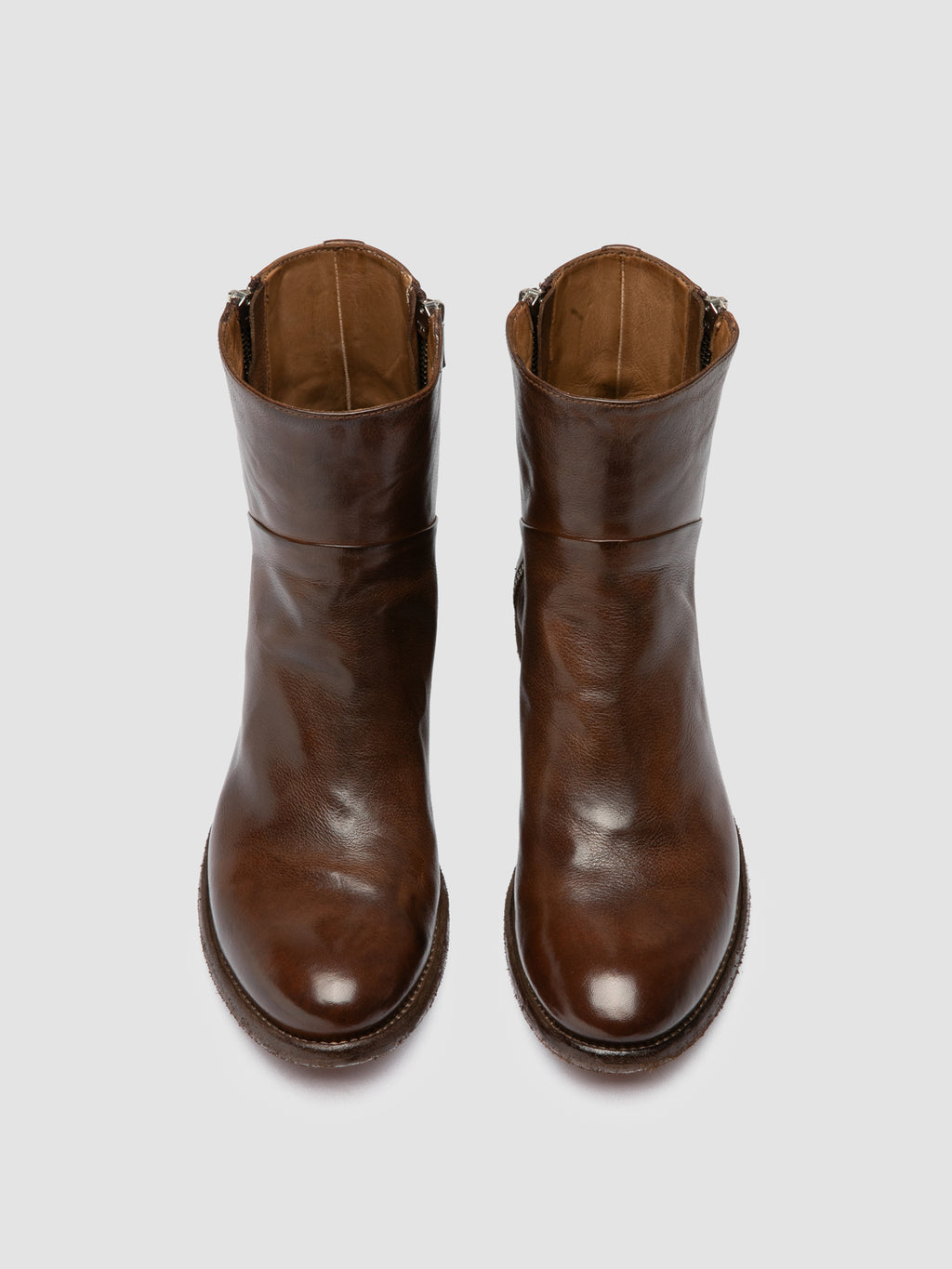 LISON 066 - Braune Lederstiefel mit Reißverschluss - image 2,side view