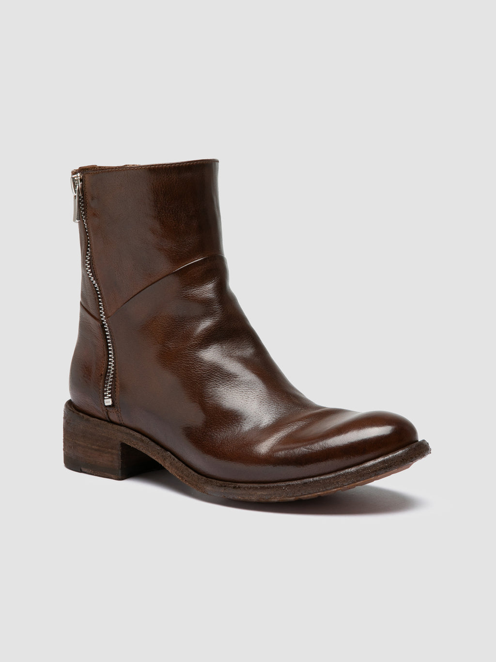 LISON 066 - Braune Lederstiefel mit Reißverschluss - image 3,side view