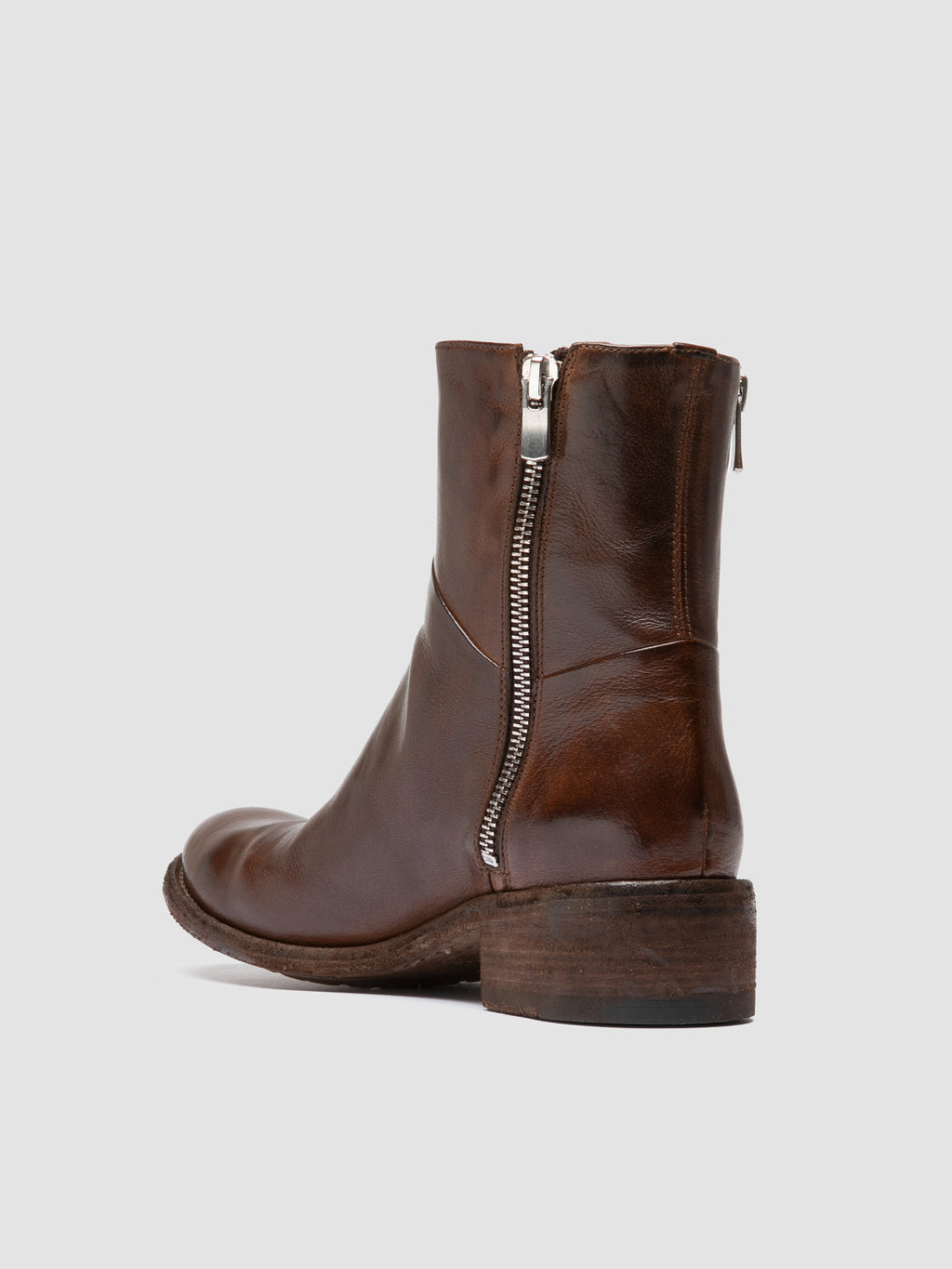 LISON 066 - Braune Lederstiefel mit Reißverschluss - image 4,side view