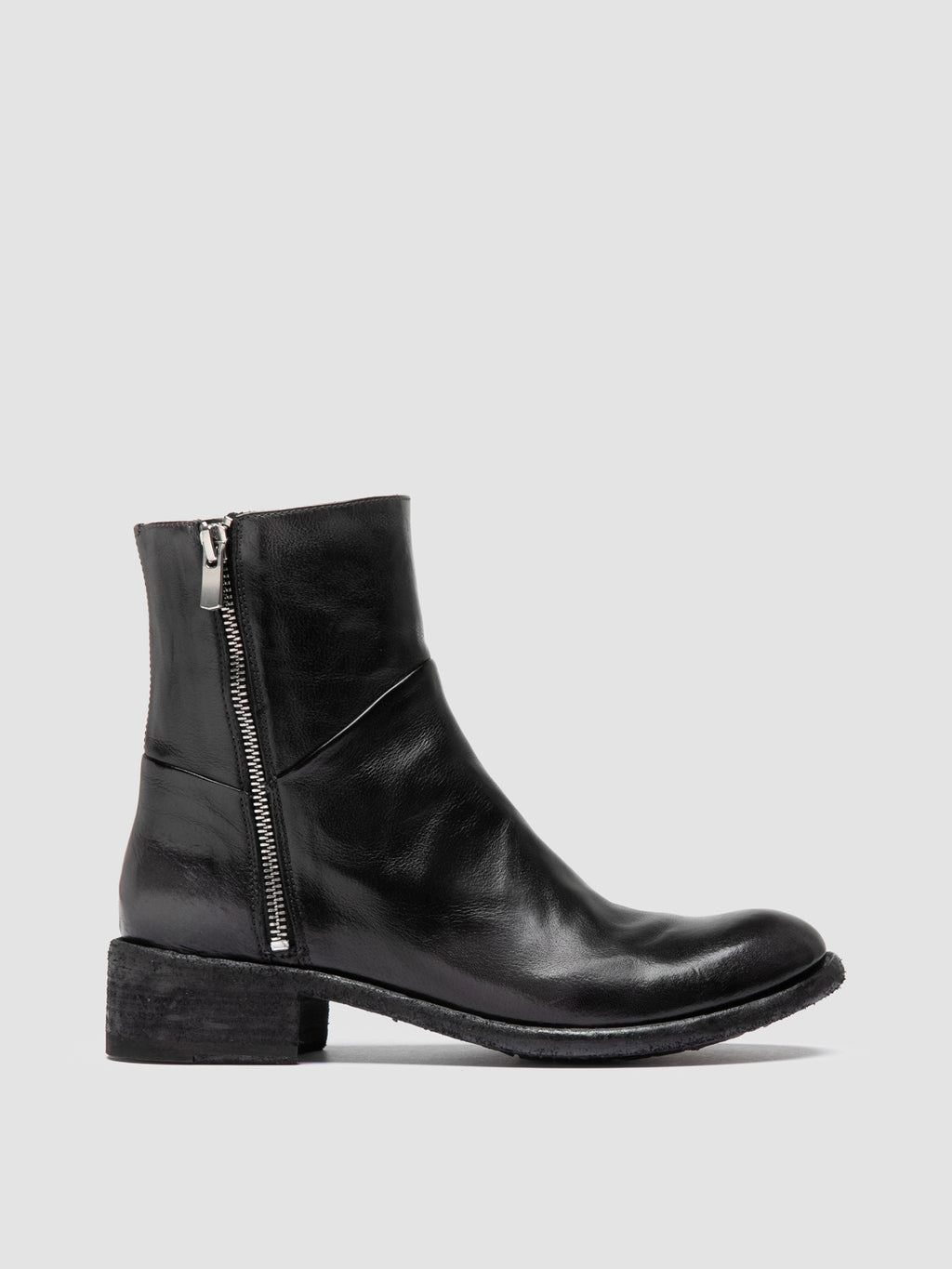 LISON 066 - Grey Leather Zipped Boots - image 1,side view