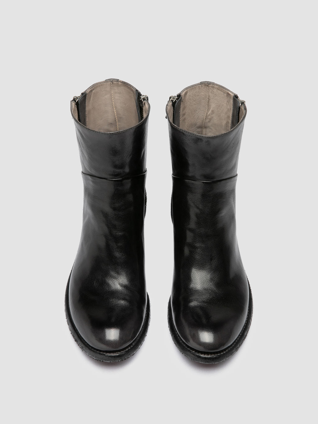 LISON 066 - Grey Leather Zipped Boots - image 2,side view