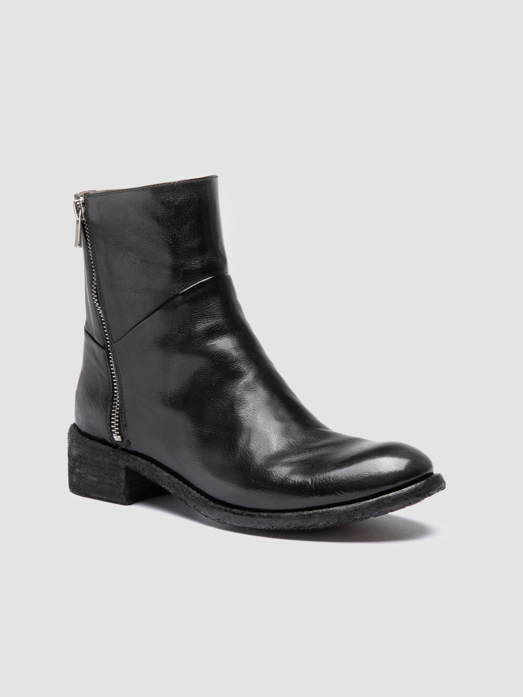LISON 066 - Grey Leather Zipped Boots - image 3,side view
