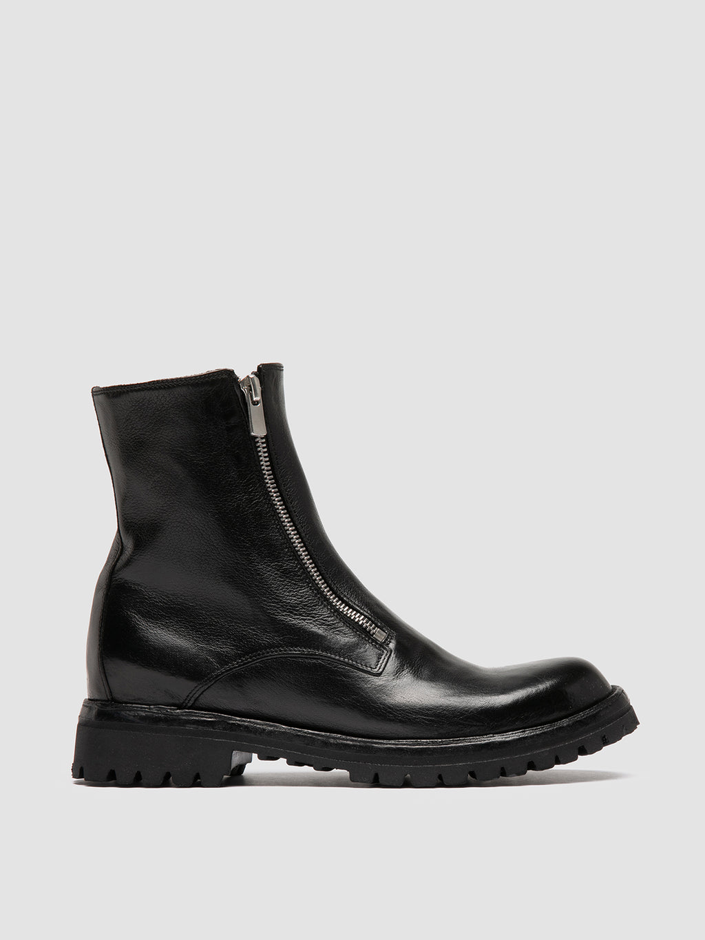 LORAINE 026 - schwarze Lederstiefel mit Reißverschluss - image 1,side view