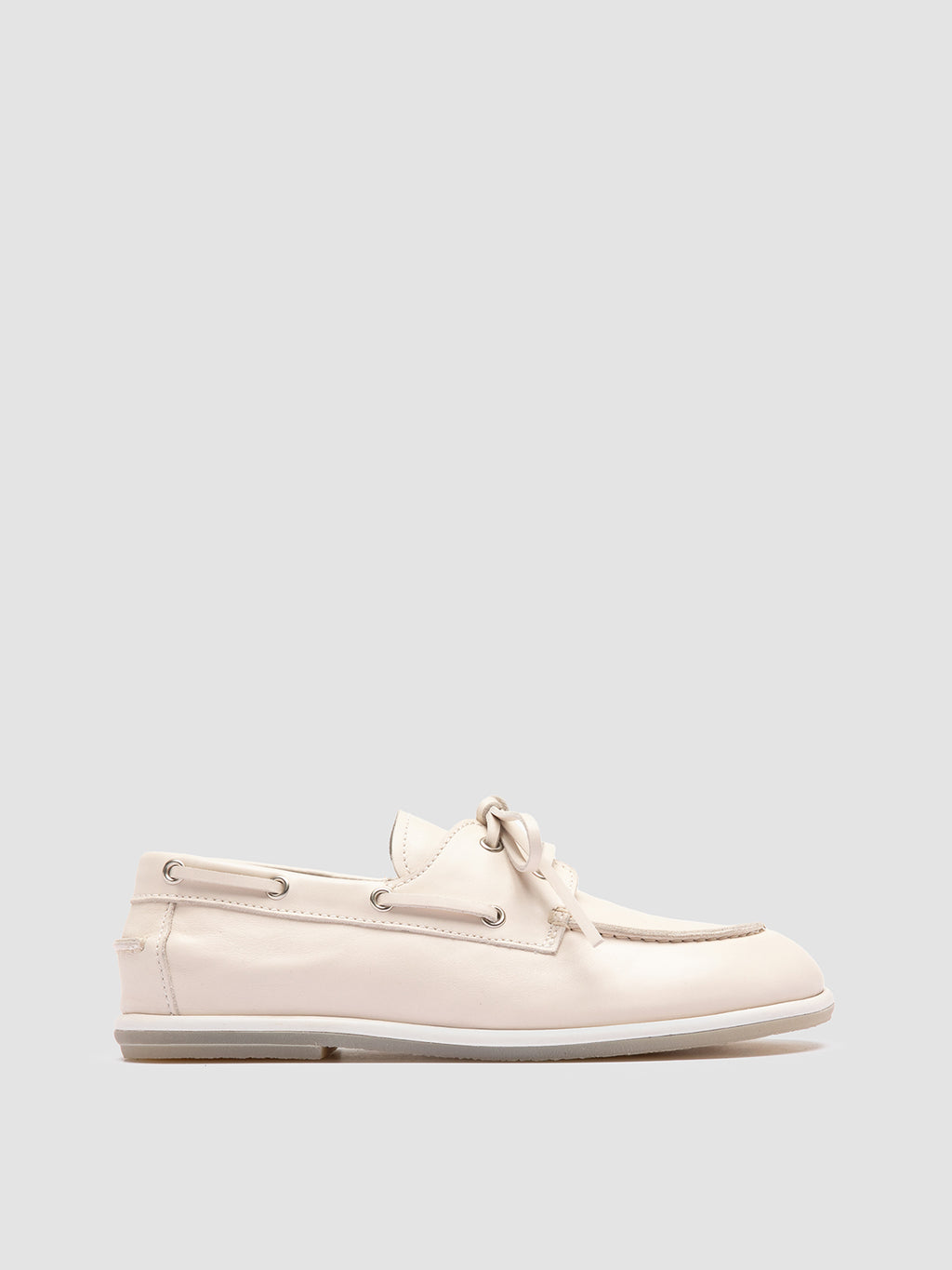 LOVE 101 - White Leather Boat Shoes - image 1,side view
