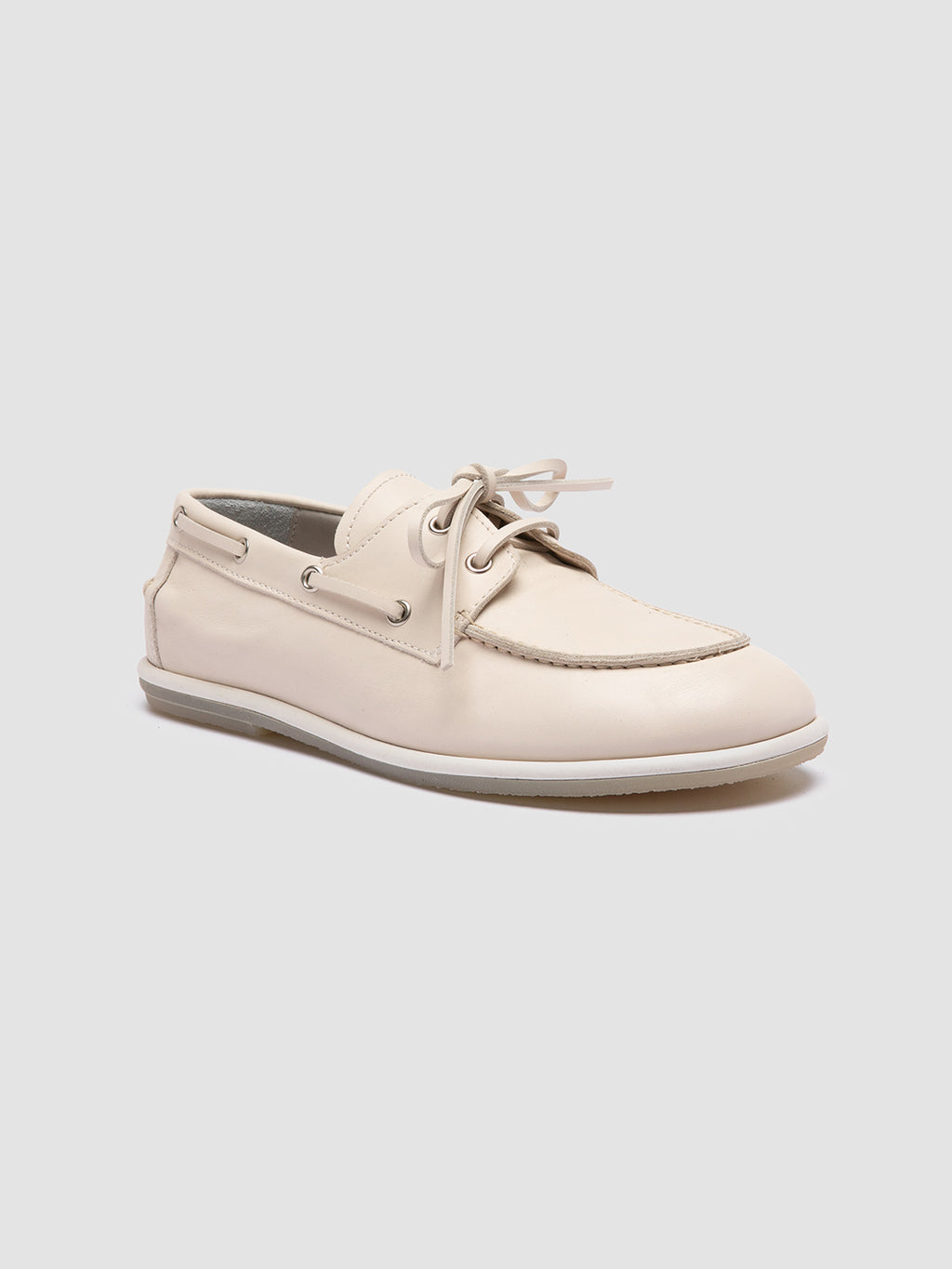 LOVE 101 - White Leather Boat Shoes - image 3,side view