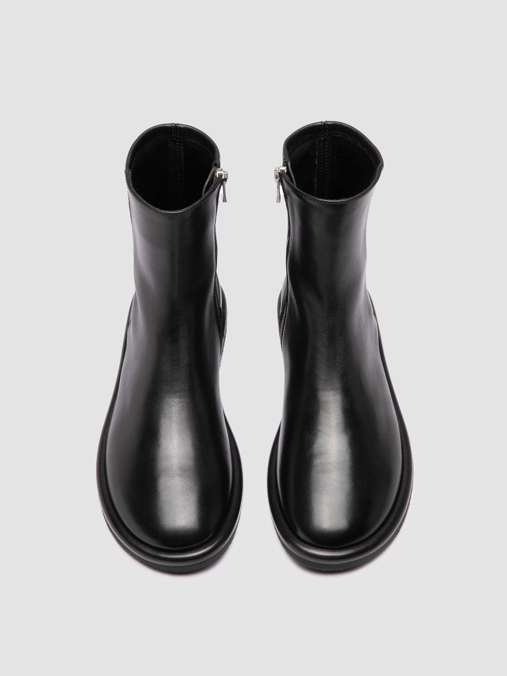 MARJORY 106 - Black Leather Zipped Boots - image 2,side view