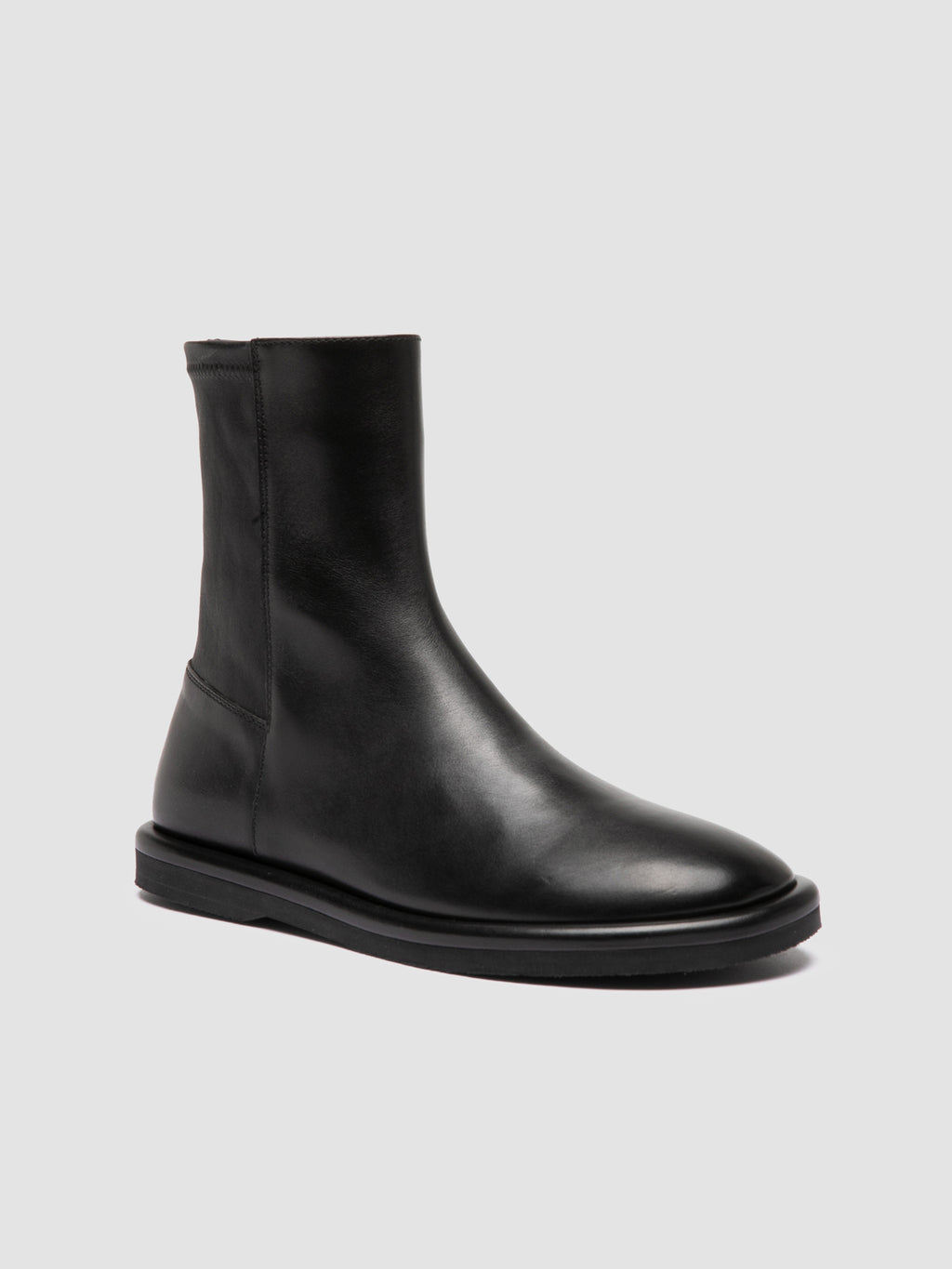 MARJORY 106 - Black Leather Zipped Boots - image 3,side view